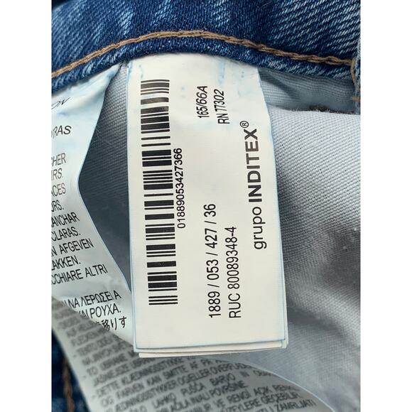 ZARA Women’s Medium Blue Denim High-Rise Straight-Leg Five Pocket Jeans SZ 4 - Picture 10 of 11